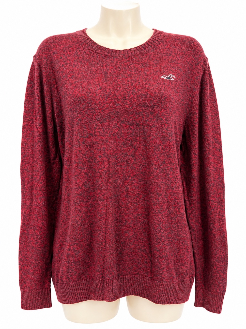 Hollister Burgundy Red Marled Crew Sweater
